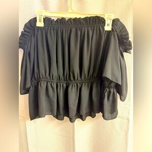 SHEIN Black Ruffled Off-Shoulder Blouse